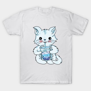 Cat boba tea l cat drinking bubble tea T-Shirt